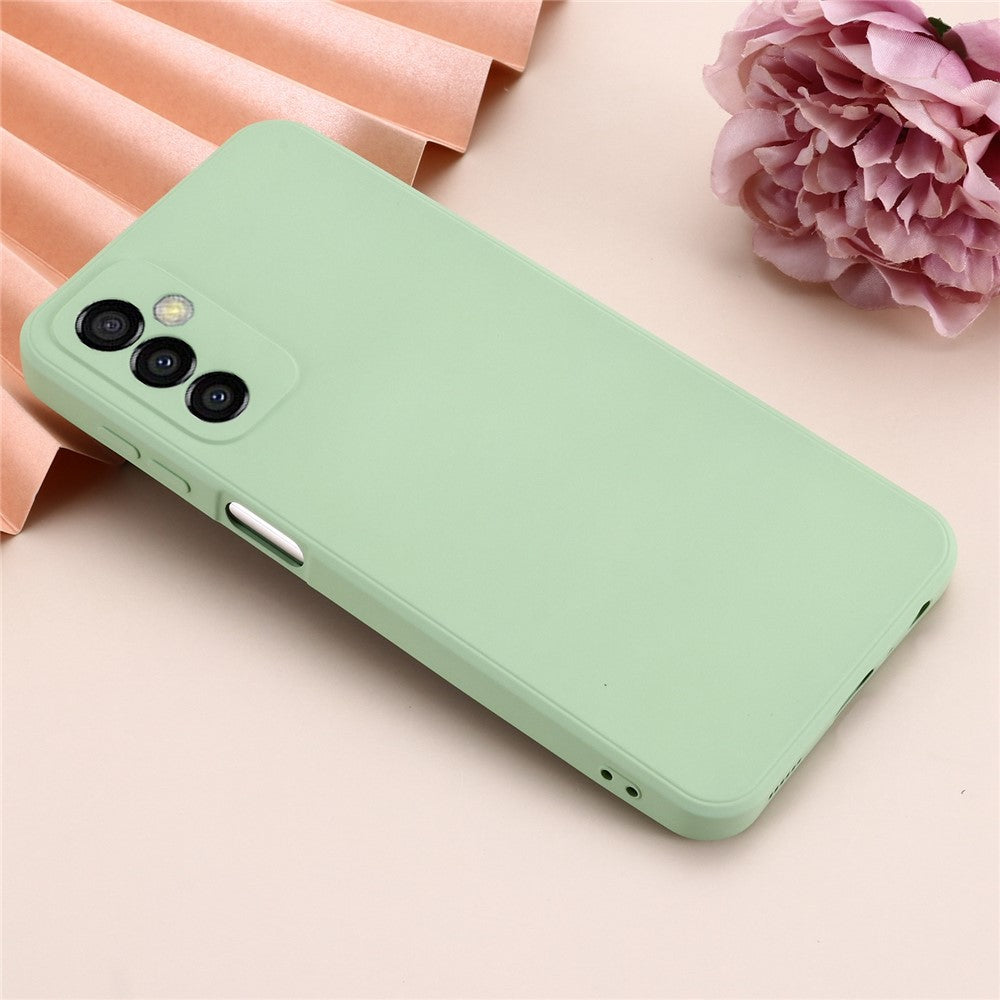 For Samsung Galaxy M23 5G/F23 5G Precise Cut-outs Shockproof Liquid Silicone Case Soft Microfiber Lining Shell with Strap - Green