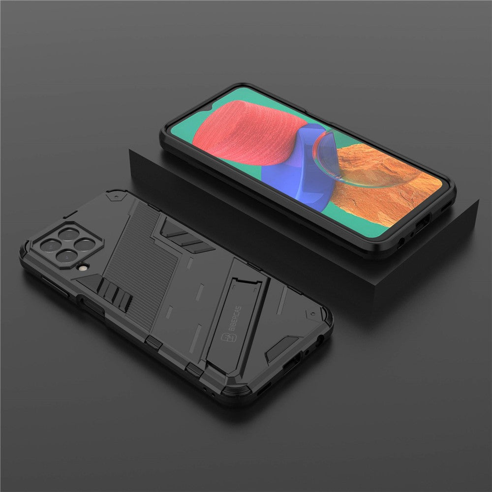 For Samsung Galaxy M33 5G (Global) PC + TPU Case Phone Back Cover with Kickstand - Black
