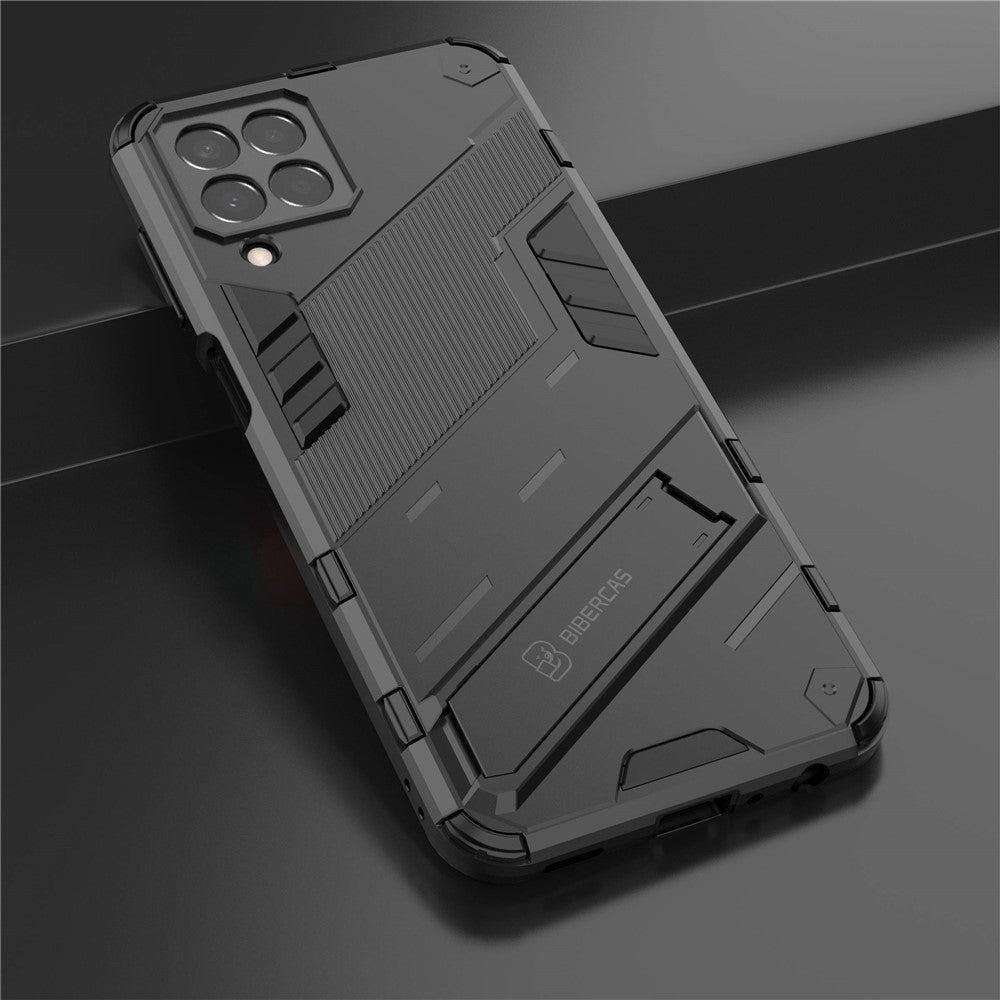 For Samsung Galaxy M33 5G (Global) PC + TPU Case Phone Back Cover with Kickstand - Black