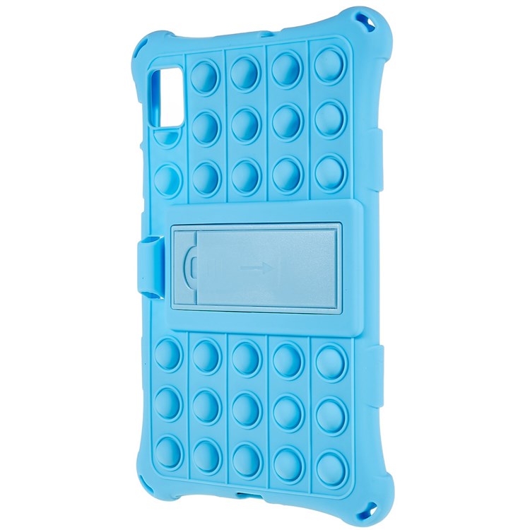 For Realme Pad Mini Fidget Pop Toys Push It Bubble Shockproof Soft Silicone Protective Case Tablet Shell with Built-in Kickstand - Baby Blue