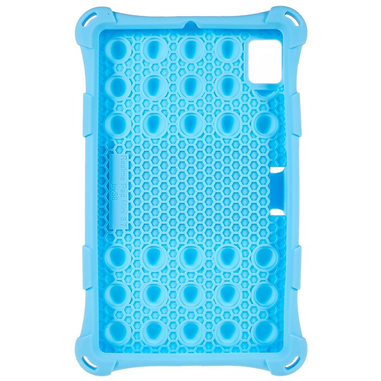 For Realme Pad Mini Fidget Pop Toys Push It Bubble Shockproof Soft Silicone Protective Case Tablet Shell with Built-in Kickstand - Baby Blue