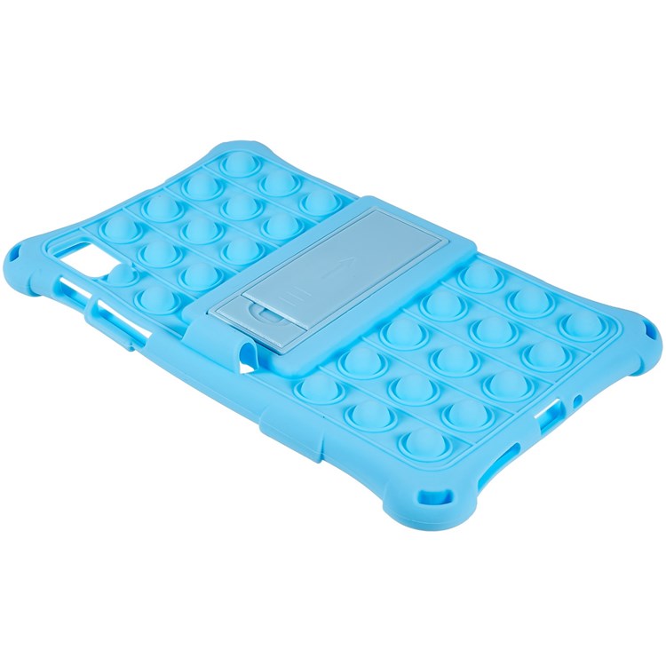 For Realme Pad Mini Fidget Pop Toys Push It Bubble Shockproof Soft Silicone Protective Case Tablet Shell with Built-in Kickstand - Baby Blue