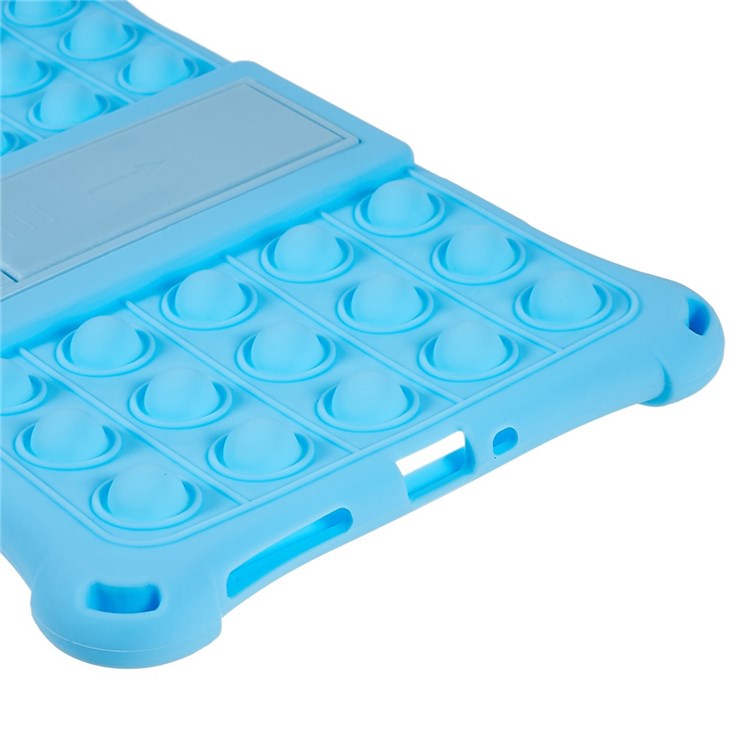 For Realme Pad Mini Fidget Pop Toys Push It Bubble Shockproof Soft Silicone Protective Case Tablet Shell with Built-in Kickstand - Baby Blue