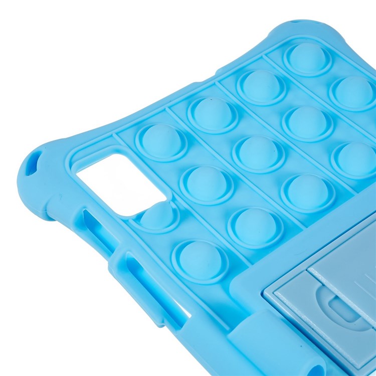 For Realme Pad Mini Fidget Pop Toys Push It Bubble Shockproof Soft Silicone Protective Case Tablet Shell with Built-in Kickstand - Baby Blue