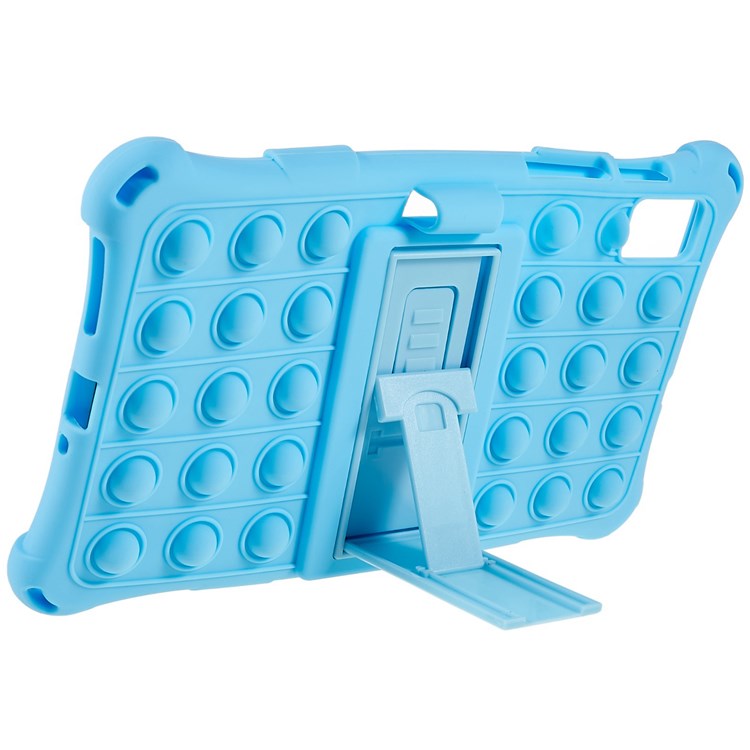 For Realme Pad Mini Fidget Pop Toys Push It Bubble Shockproof Soft Silicone Protective Case Tablet Shell with Built-in Kickstand - Baby Blue