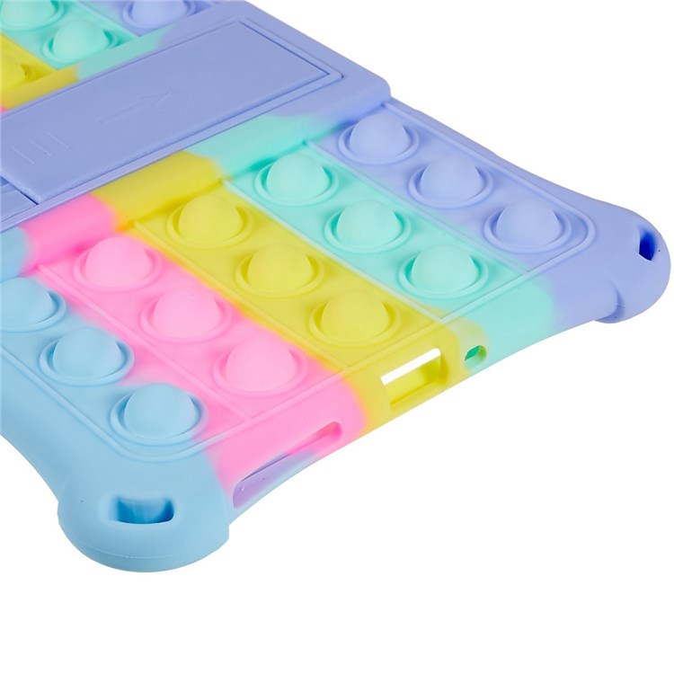 For Realme Pad Mini Fidget Pop Toys Push It Bubble Shockproof Soft Silicone Protective Case Tablet Shell with Built-in Kickstand - Colorful Baby Blue