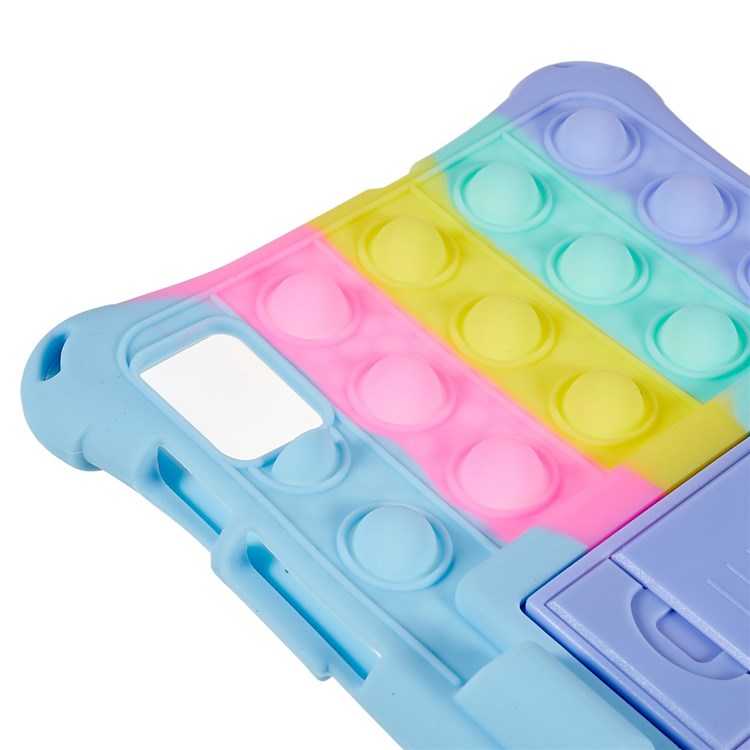 For Realme Pad Mini Fidget Pop Toys Push It Bubble Shockproof Soft Silicone Protective Case Tablet Shell with Built-in Kickstand - Colorful Baby Blue