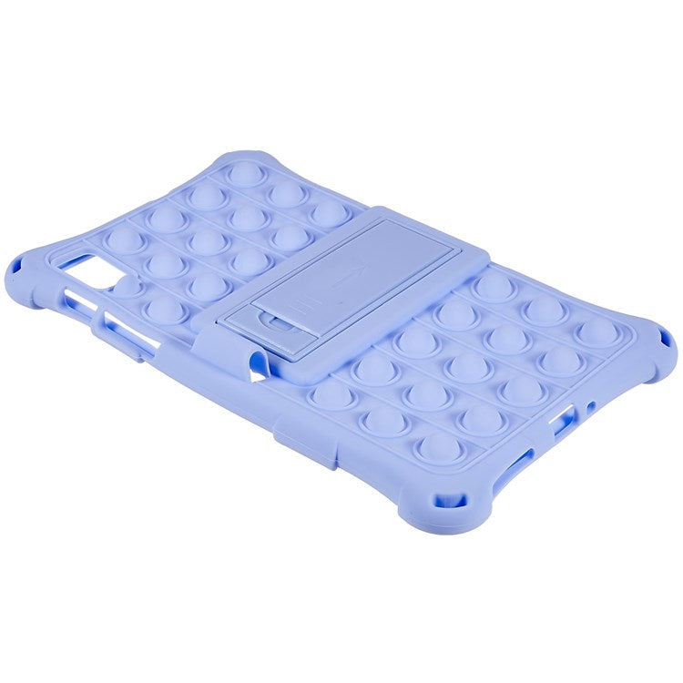 For Realme Pad Mini Fidget Pop Toys Push It Bubble Shockproof Soft Silicone Protective Case Tablet Shell with Built-in Kickstand - Purple