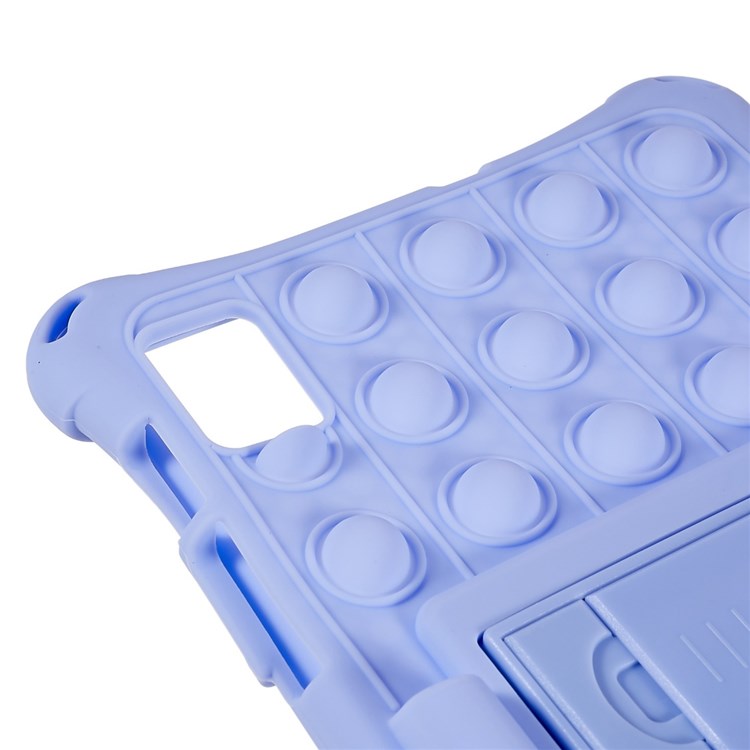 For Realme Pad Mini Fidget Pop Toys Push It Bubble Shockproof Soft Silicone Protective Case Tablet Shell with Built-in Kickstand - Purple