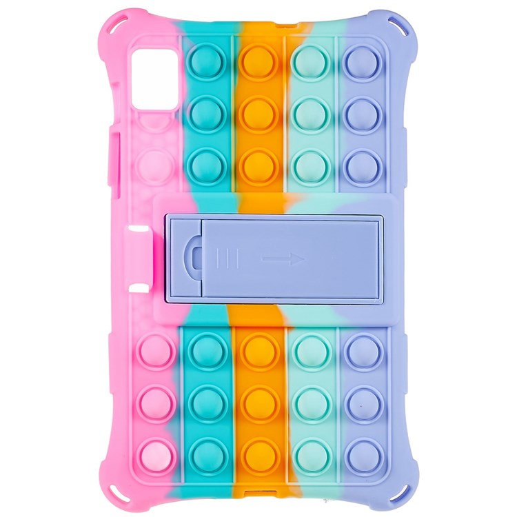 For Realme Pad Mini Fidget Pop Toys Push It Bubble Shockproof Soft Silicone Protective Case Tablet Shell with Built-in Kickstand - Multi-color