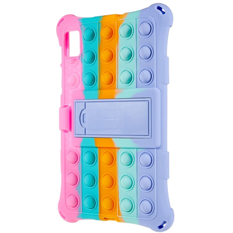 For Realme Pad Mini Fidget Pop Toys Push It Bubble Shockproof Soft Silicone Protective Case Tablet Shell with Built-in Kickstand - Multi-color