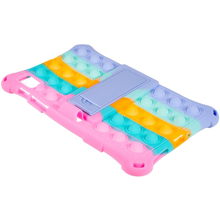 For Realme Pad Mini Fidget Pop Toys Push It Bubble Shockproof Soft Silicone Protective Case Tablet Shell with Built-in Kickstand - Multi-color