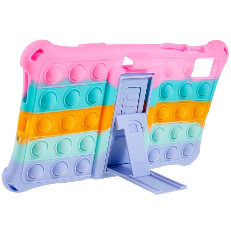 For Realme Pad Mini Fidget Pop Toys Push It Bubble Shockproof Soft Silicone Protective Case Tablet Shell with Built-in Kickstand - Multi-color