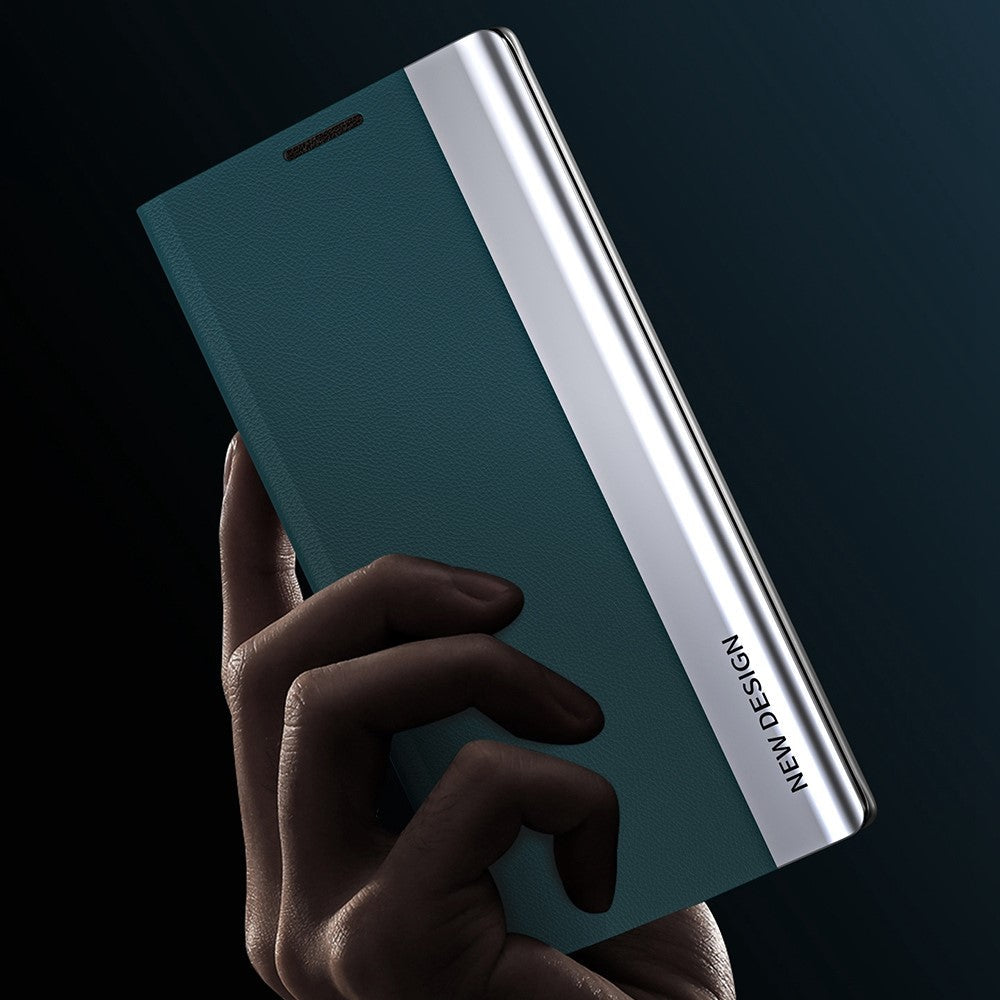 For Samsung Galaxy M53 5G PU Leather Electroplating Stand Function Case Flip Cell Phone Shell - Green