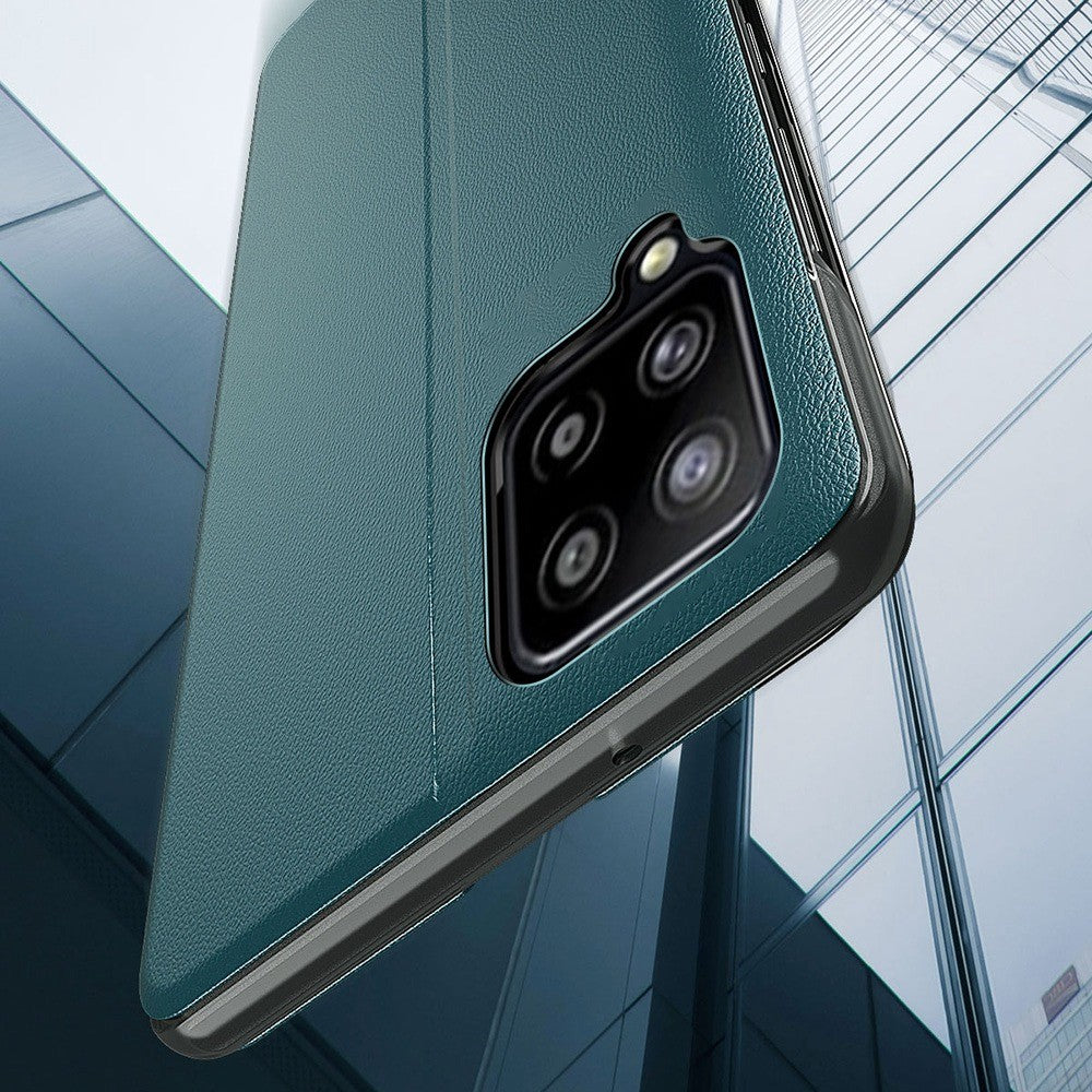 For Samsung Galaxy M53 5G View Window PU Leather Stand Cover All-around Protection Drop-proof Phone Case - Sapphire
