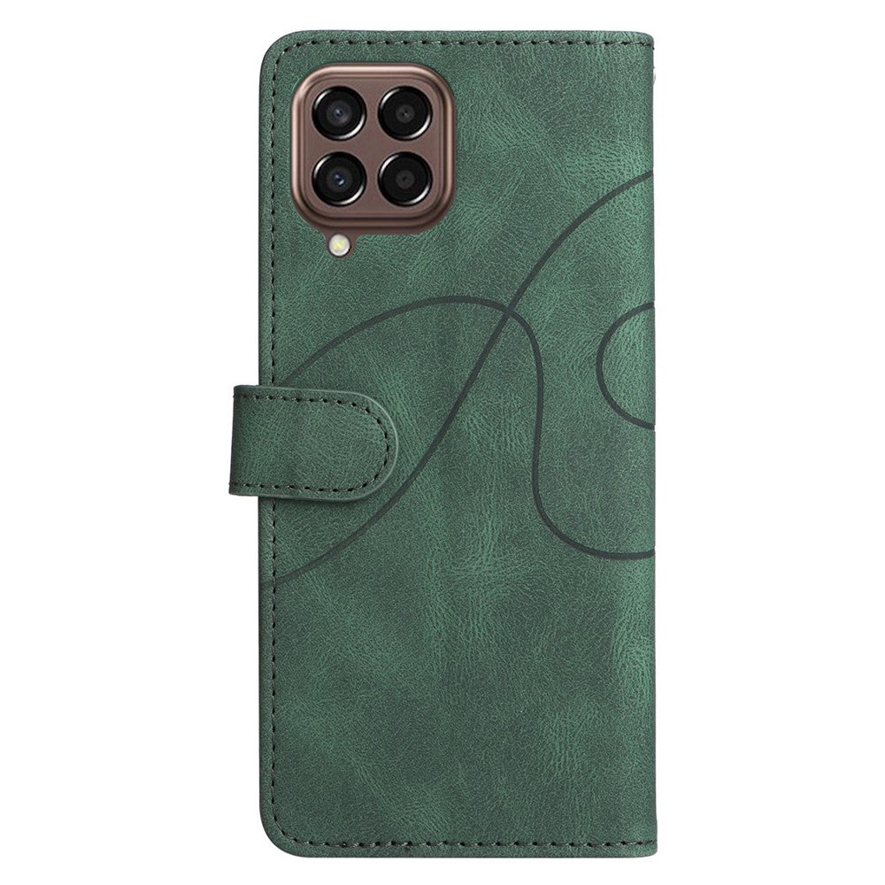 For Samsung Galaxy M33 5G (Global Version) PU Leather Wallet Phone Case Dual-color Splicing Stand Phone Shell with Strap - Green