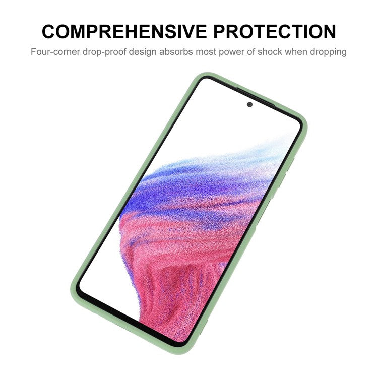 ENKAY HAT PRINCE Liquid Silicone Case for Samsung Galaxy A53 5G, Drop Resistant Straight Edge Design Camera Protection Lens Protector Cover - Black