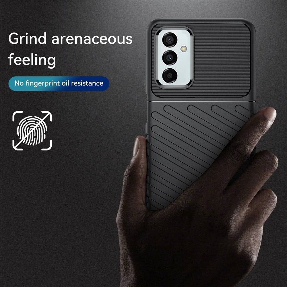 For Samsung Galaxy M23 5G/F23 5G Thunder Series Twill Texture Shockproof TPU Cover Non-Slip Protective Phone Case - Black