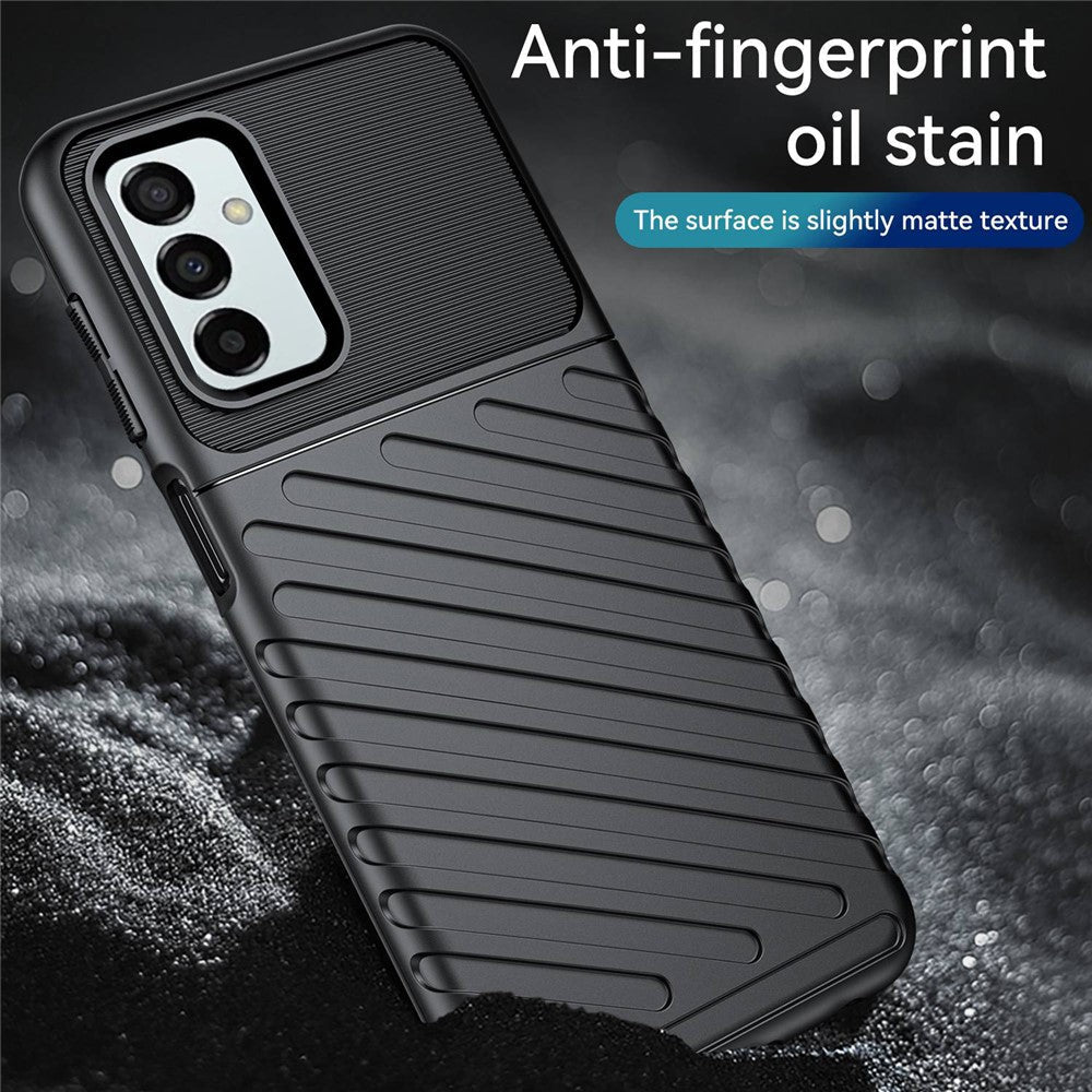 For Samsung Galaxy M23 5G/F23 5G Thunder Series Twill Texture Shockproof TPU Cover Non-Slip Protective Phone Case - Black