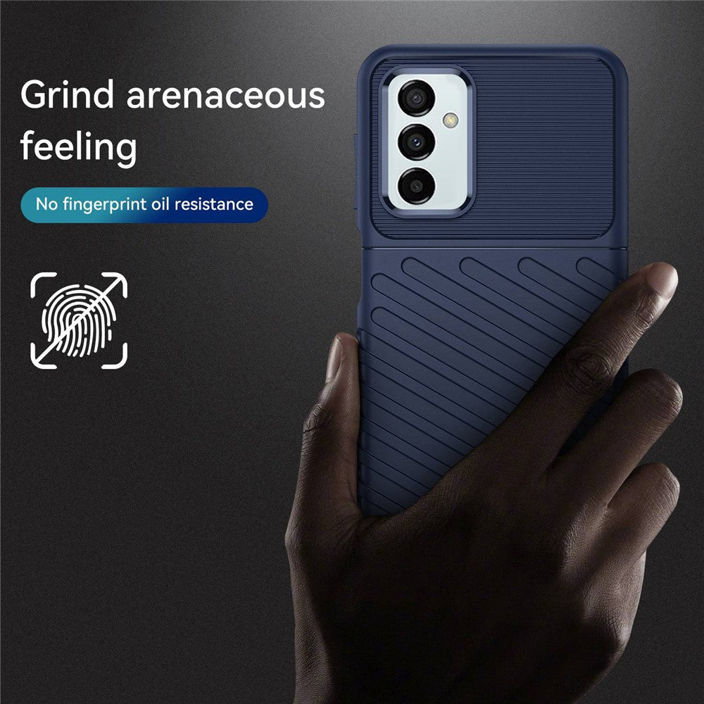 For Samsung Galaxy M23 5G/F23 5G Thunder Series Twill Texture Shockproof TPU Cover Non-Slip Protective Phone Case - Navy Blue