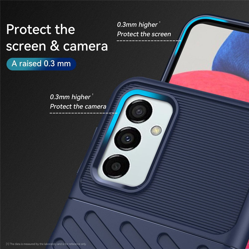 For Samsung Galaxy M23 5G/F23 5G Thunder Series Twill Texture Shockproof TPU Cover Non-Slip Protective Phone Case - Navy Blue