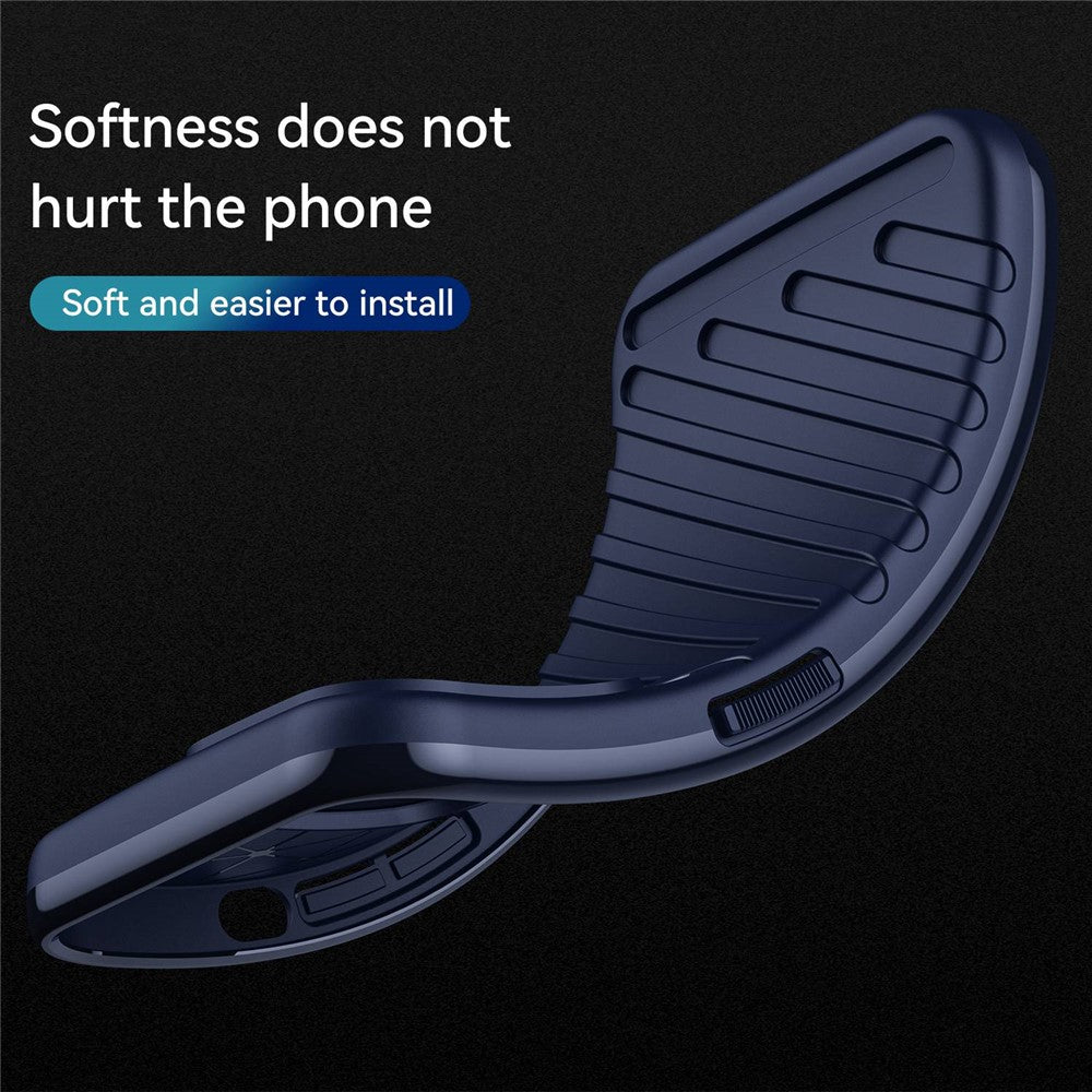 For Samsung Galaxy M23 5G/F23 5G Thunder Series Twill Texture Shockproof TPU Cover Non-Slip Protective Phone Case - Navy Blue