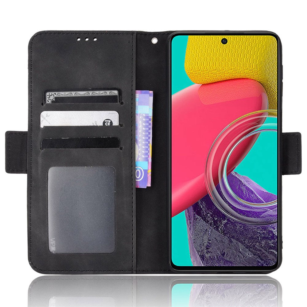 Anti-dust Smartphone Bag Case for Samsung Galaxy M53 5G, Magnetic Flip Wallet Style Stand Shockproof PU Leather Phone Cover - Black