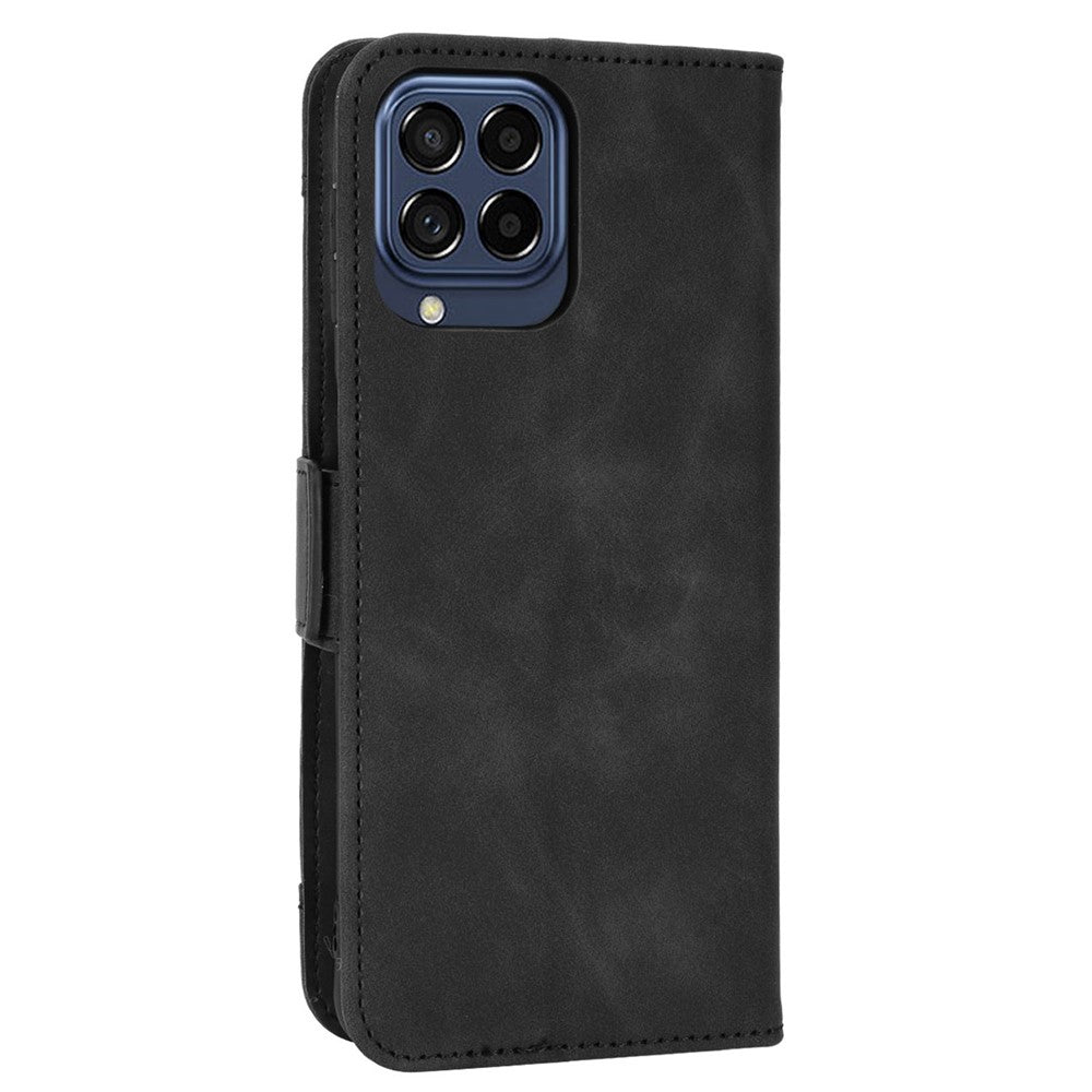 Anti-dust Smartphone Bag Case for Samsung Galaxy M53 5G, Magnetic Flip Wallet Style Stand Shockproof PU Leather Phone Cover - Black