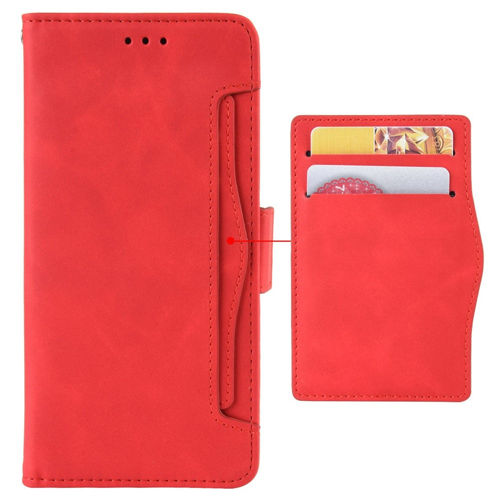 Anti-dust Smartphone Bag Case for Samsung Galaxy M53 5G, Magnetic Flip Wallet Style Stand Shockproof PU Leather Phone Cover - Red