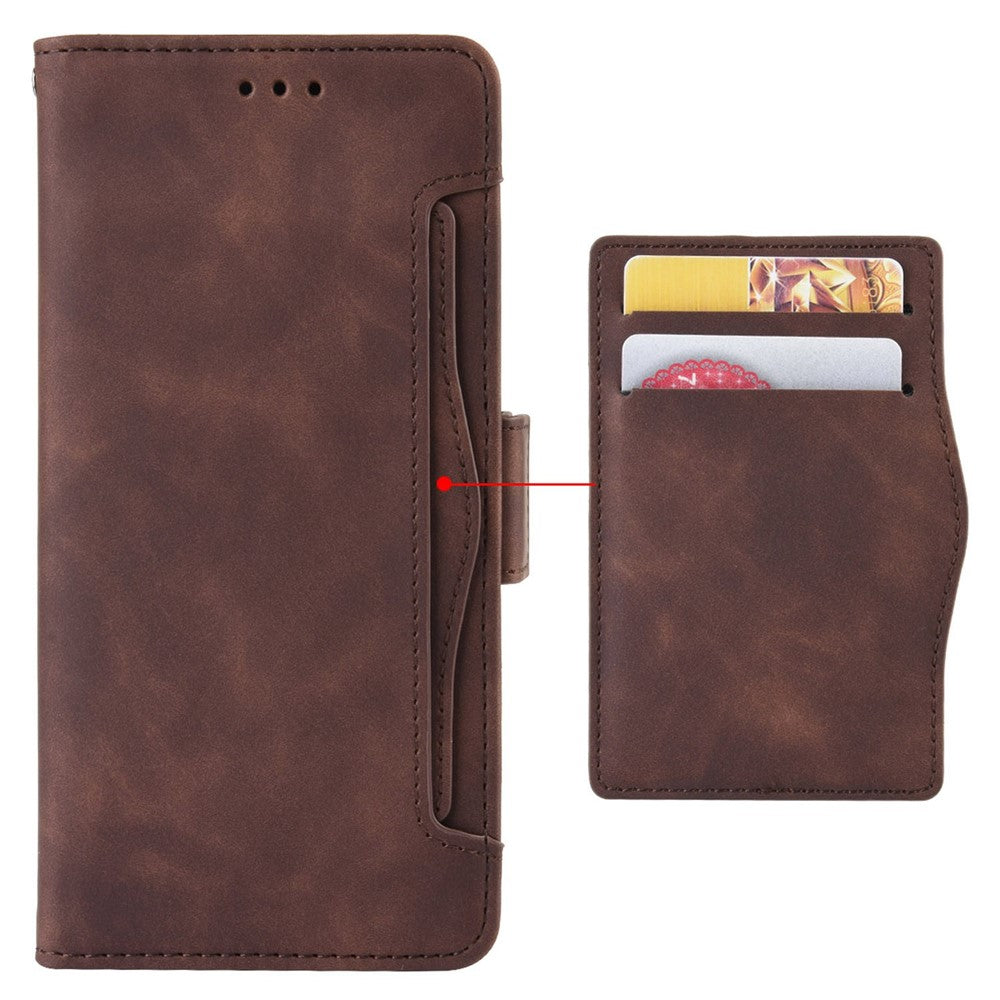 Anti-dust Smartphone Bag Case for Samsung Galaxy M53 5G, Magnetic Flip Wallet Style Stand Shockproof PU Leather Phone Cover - Brown