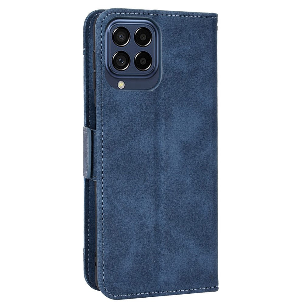 Anti-dust Smartphone Bag Case for Samsung Galaxy M53 5G, Magnetic Flip Wallet Style Stand Shockproof PU Leather Phone Cover - Blue