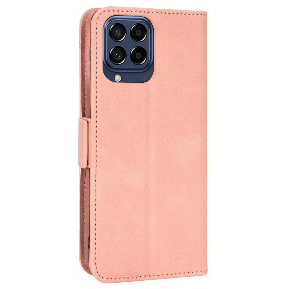 Anti-dust Smartphone Bag Case for Samsung Galaxy M53 5G, Magnetic Flip Wallet Style Stand Shockproof PU Leather Phone Cover - Pink