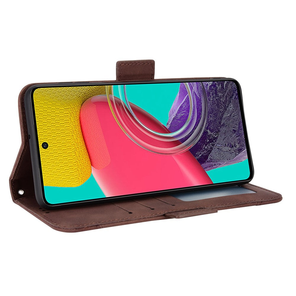 For Samsung Galaxy M33 5G (Global Version) Flip Wallet Case PU Leather Multiple Card Slots Stand Magnetic Closure Shockproof Folio Cover - Brown