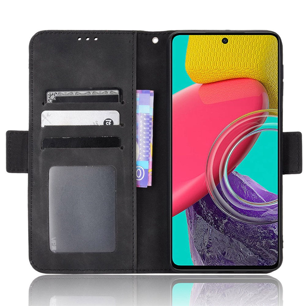For Samsung Galaxy M33 5G (Global Version) Flip Wallet Case PU Leather Multiple Card Slots Stand Magnetic Closure Shockproof Folio Cover - Black