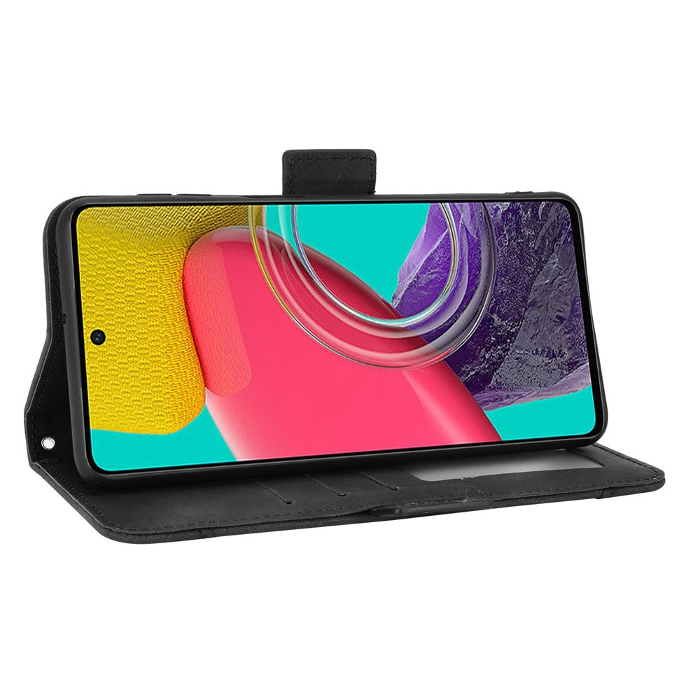 For Samsung Galaxy M33 5G (Global Version) Flip Wallet Case PU Leather Multiple Card Slots Stand Magnetic Closure Shockproof Folio Cover - Black