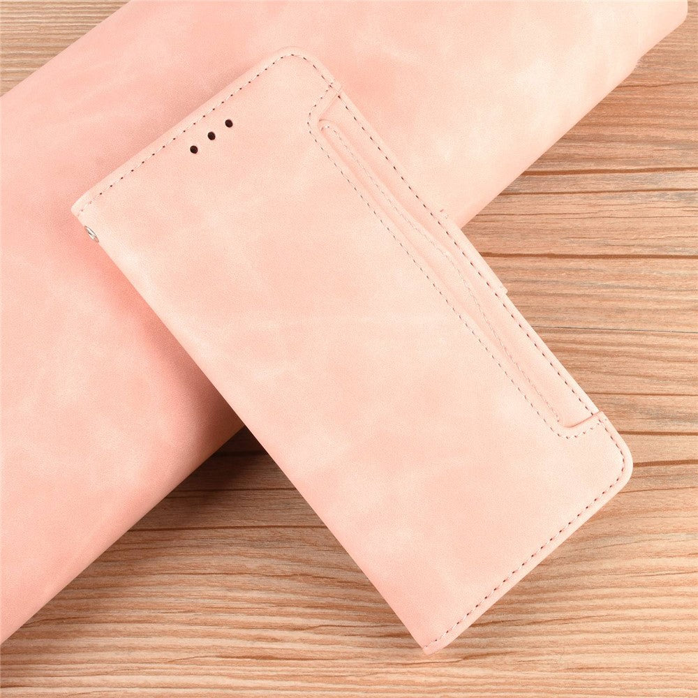 For Samsung Galaxy M33 5G (Global Version) Flip Wallet Case PU Leather Multiple Card Slots Stand Magnetic Closure Shockproof Folio Cover - Pink