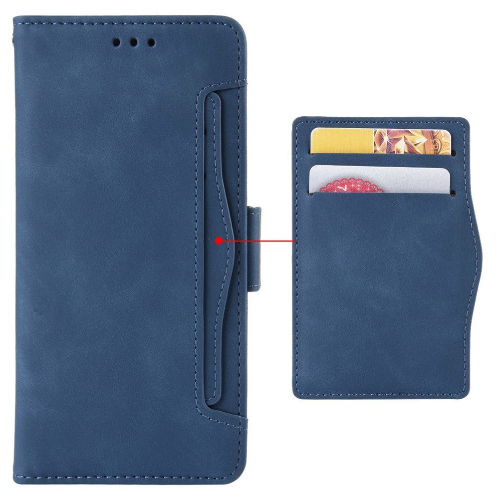 For Samsung Galaxy M33 5G (Global Version) Flip Wallet Case PU Leather Multiple Card Slots Stand Magnetic Closure Shockproof Folio Cover - Blue