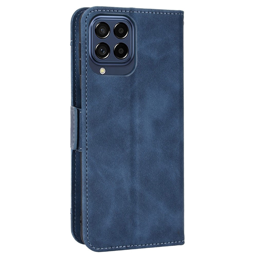 For Samsung Galaxy M33 5G (Global Version) Flip Wallet Case PU Leather Multiple Card Slots Stand Magnetic Closure Shockproof Folio Cover - Blue