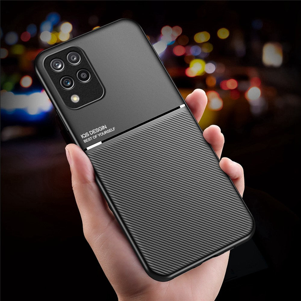 For Samsung Galaxy M33 5G (Global Version) Shockproof Phone Case Wear-resistant Precise Cutout PU Leather + TPU Imprinted Cell Phone Cover with Built-in Magnetic Metal Sheet - Green