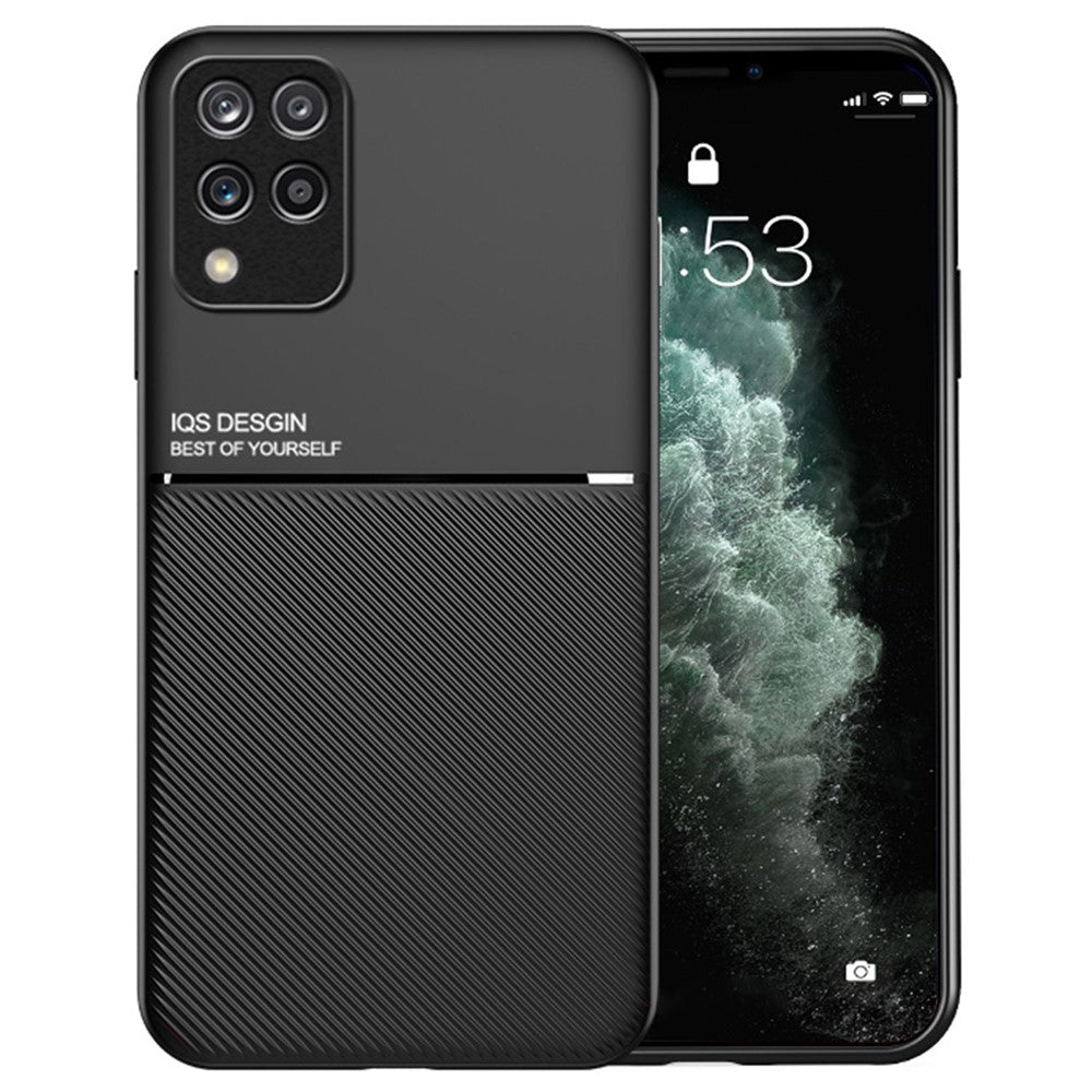 For Samsung Galaxy M33 5G (Global Version) Shockproof Phone Case Wear-resistant Precise Cutout PU Leather + TPU Imprinted Cell Phone Cover with Built-in Magnetic Metal Sheet - Green