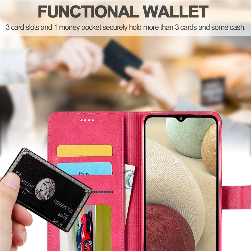 LC.IMEEKE Flip Phone Cover for Samsung Galaxy M53 5G, PU Leather TPU Shockproof Shell Folding Stand Folio Case - Red