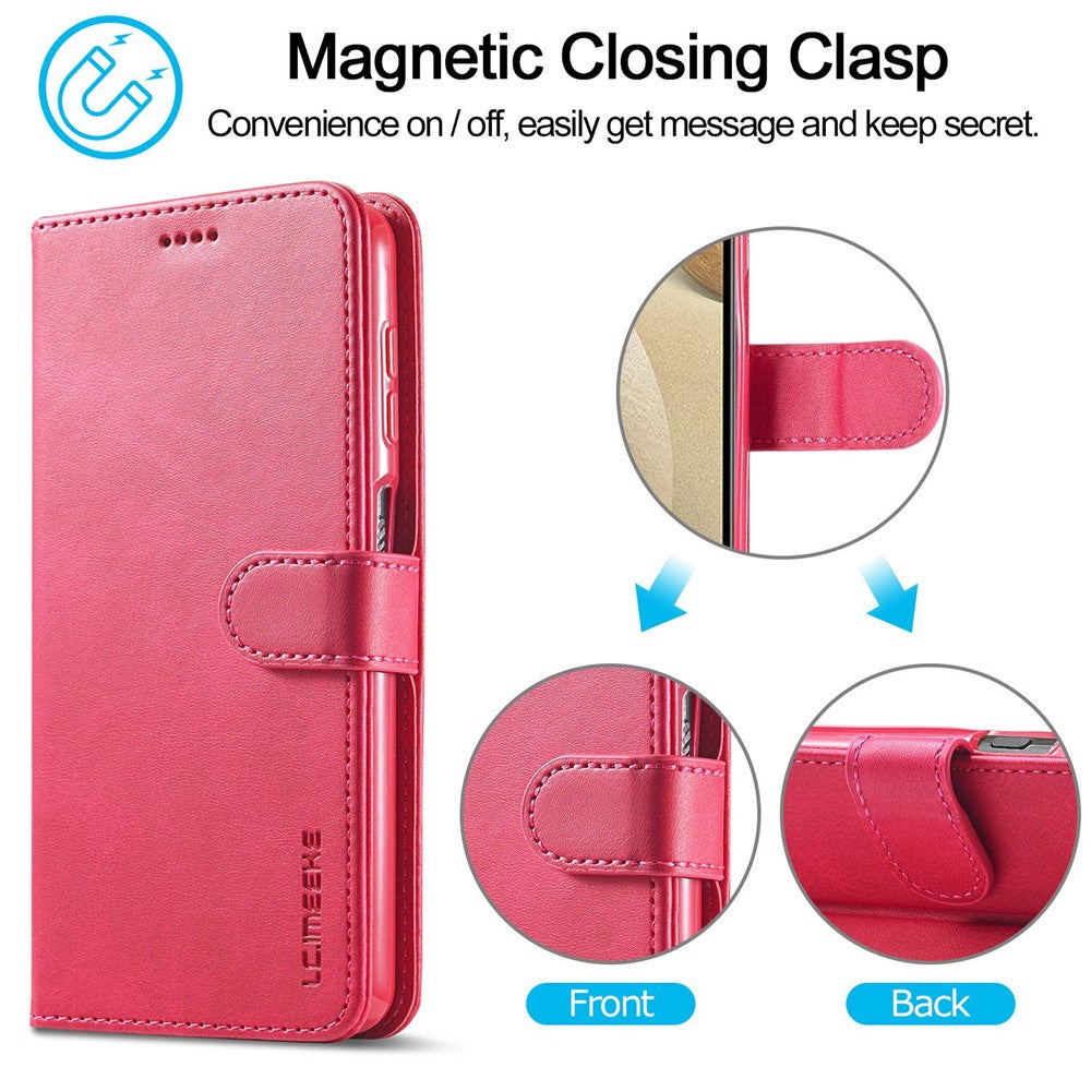 LC.IMEEKE Flip Phone Cover for Samsung Galaxy M53 5G, PU Leather TPU Shockproof Shell Folding Stand Folio Case - Red