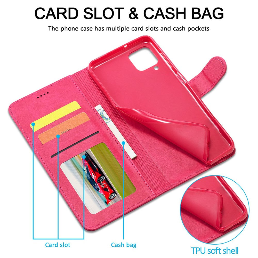 LC.IMEEKE Flip Phone Cover for Samsung Galaxy M53 5G, PU Leather TPU Shockproof Shell Folding Stand Folio Case - Red