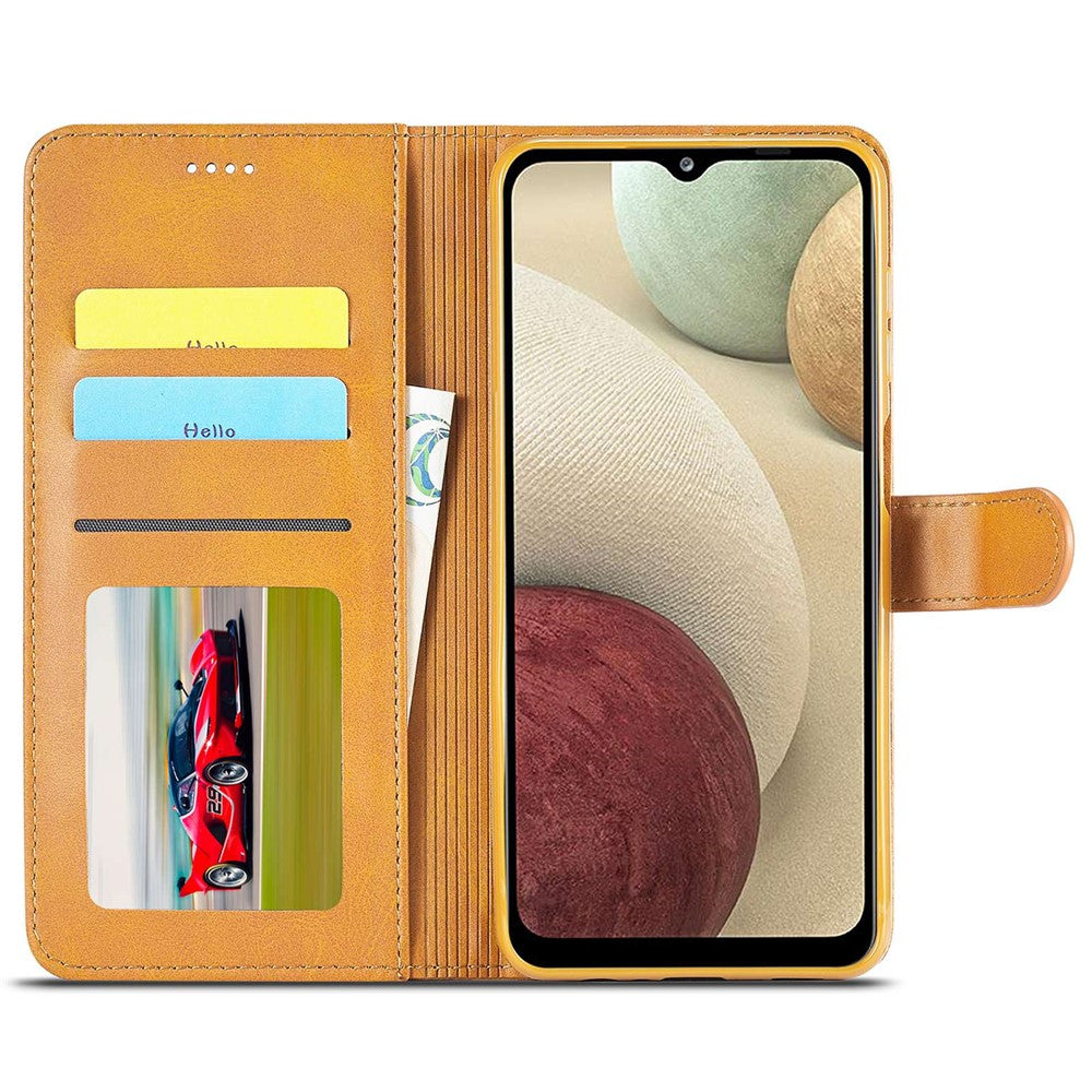 LC.IMEEKE Flip Phone Cover for Samsung Galaxy M53 5G, PU Leather TPU Shockproof Shell Folding Stand Folio Case - Light Brown