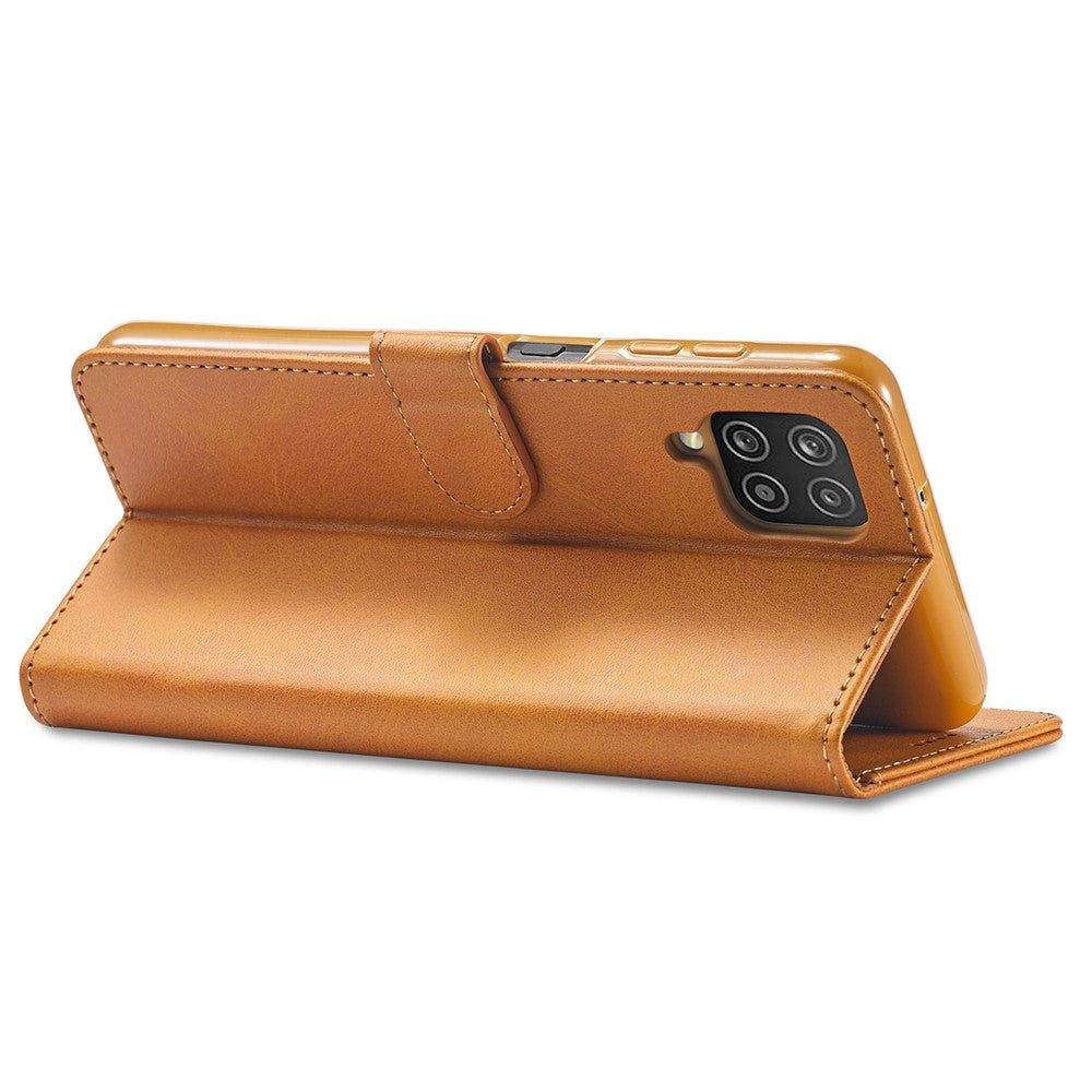 LC.IMEEKE Flip Phone Cover for Samsung Galaxy M53 5G, PU Leather TPU Shockproof Shell Folding Stand Folio Case - Light Brown