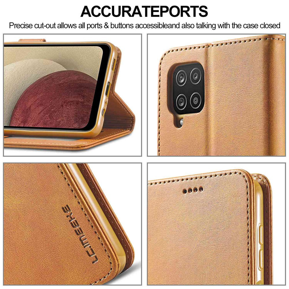 LC.IMEEKE Flip Phone Cover for Samsung Galaxy M53 5G, PU Leather TPU Shockproof Shell Folding Stand Folio Case - Light Brown