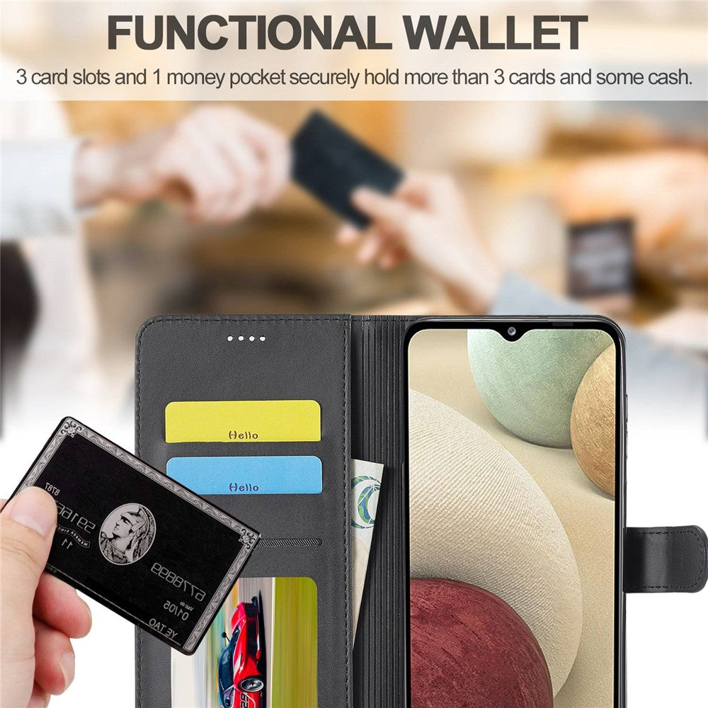 LC.IMEEKE Flip Phone Cover for Samsung Galaxy M53 5G, PU Leather TPU Shockproof Shell Folding Stand Folio Case - Black