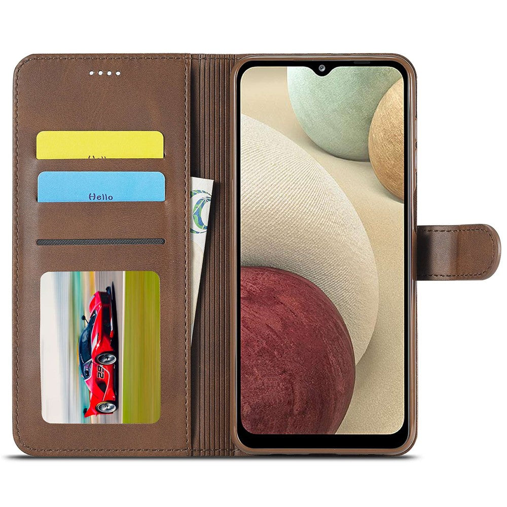 LC.IMEEKE Flip Phone Cover for Samsung Galaxy M53 5G, PU Leather TPU Shockproof Shell Folding Stand Folio Case - Brown