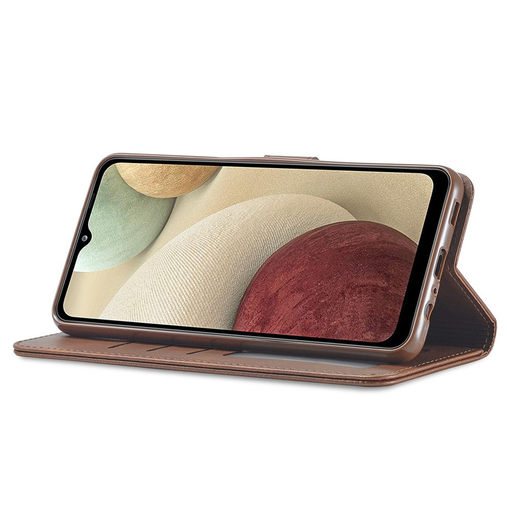 LC.IMEEKE Flip Phone Cover for Samsung Galaxy M53 5G, PU Leather TPU Shockproof Shell Folding Stand Folio Case - Brown