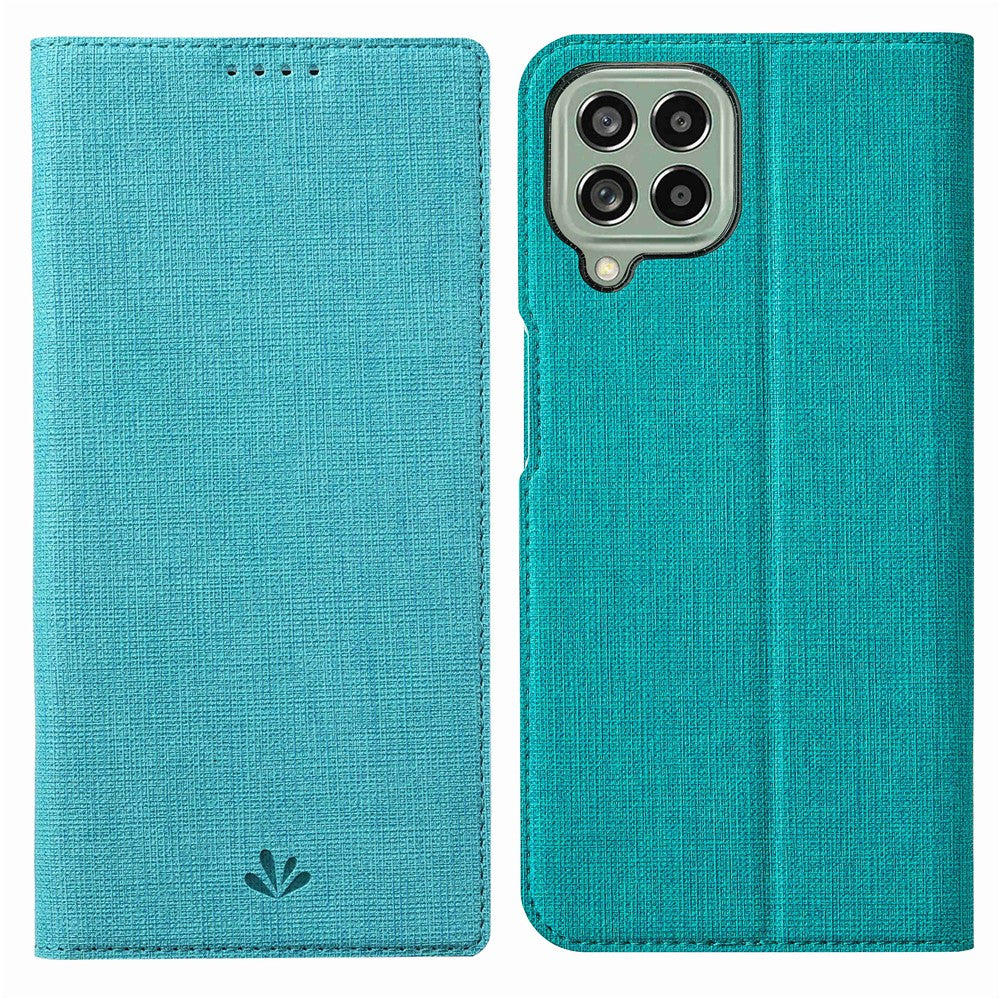 VILI DMX Series for Samsung Galaxy M33 5G (Global Version) Stand Phone Case PU Leather Phone Shell Hands-free Anti-drop Cover with Card Holder - Blue